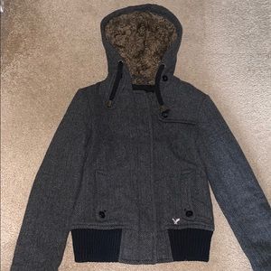 American Eagle Herringbone Hooded Jacket